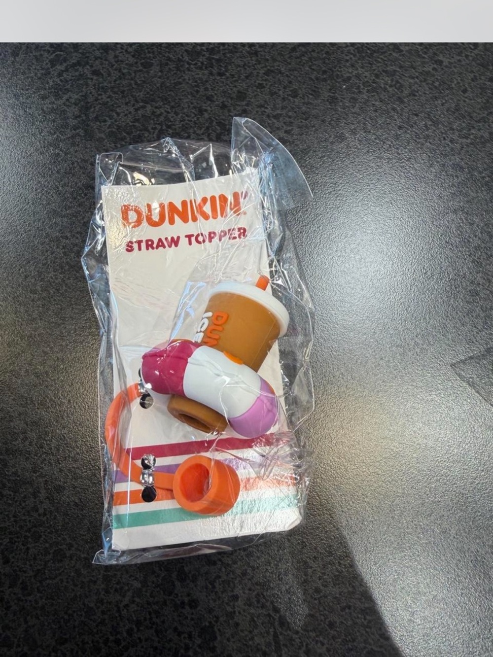 Dunkin Pink & Orange Float Summer Coffee Cup Straw Topper